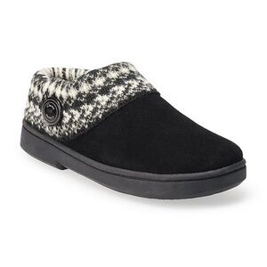 Clark’s Women’s Fair Isle Sweater Genuine Suede Clog Slipper Shoe Black Size 6